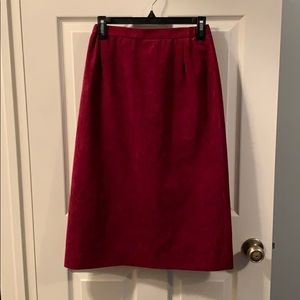 Maroon long suede skirt